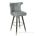 Solid wood legs leather high counter bar stool